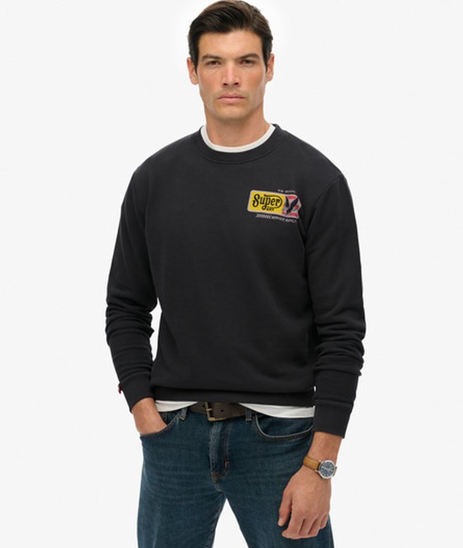 Superdry Service Supply Sweatshirt met Losse Pasvorm Dark Grey