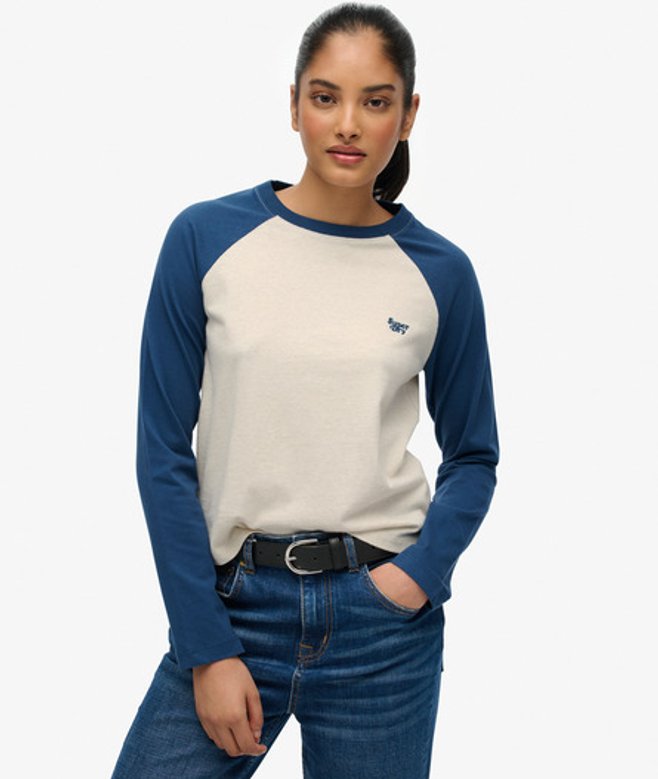 Essential Logo Baseball Top met Lange Mouwen Dark Blue Grootte: 38 afbeelding