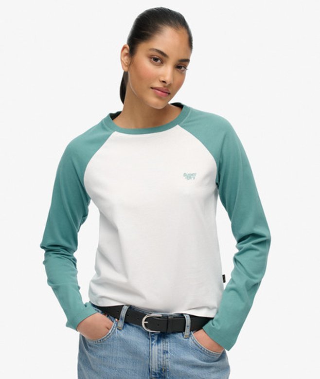 Essential Logo Baseball Top met Lange Mouwen Light Blue Grootte: 42 afbeelding