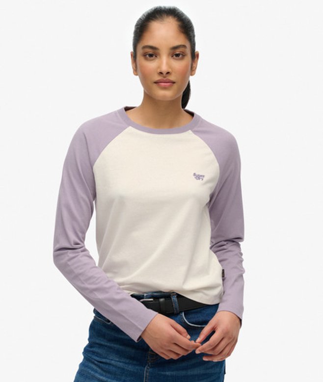 Essential Logo Baseball Top met Lange Mouwen Purple Grootte: 40 afbeelding