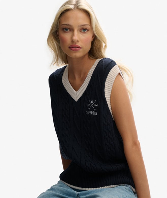 Heritage Gebreide Tanktop Blauw Grootte: 40 afbeelding