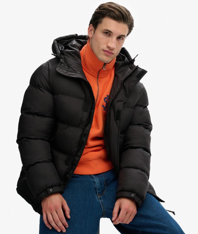 Gevoerde Tech Jas met Capuchon Black Grootte: Xxl afbeelding