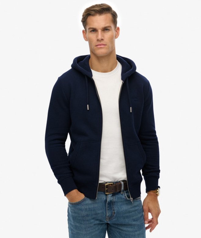 Vintage Logo Geborduurde Zip Hoodie