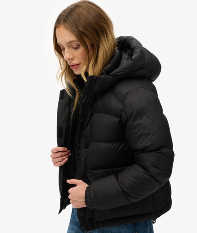 Tech Puffer Jas met Capuchon Black Grootte: 38 afbeelding