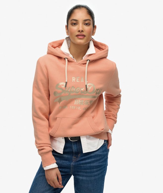 Superdry Vintage Logo Metallic Hoodie Orange