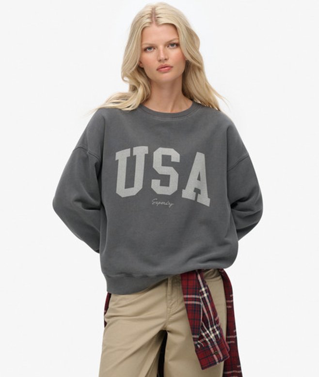 Athletic Essentials Relaxed Crew Sweatshirt Dark Grey Grootte: 44 afbeelding