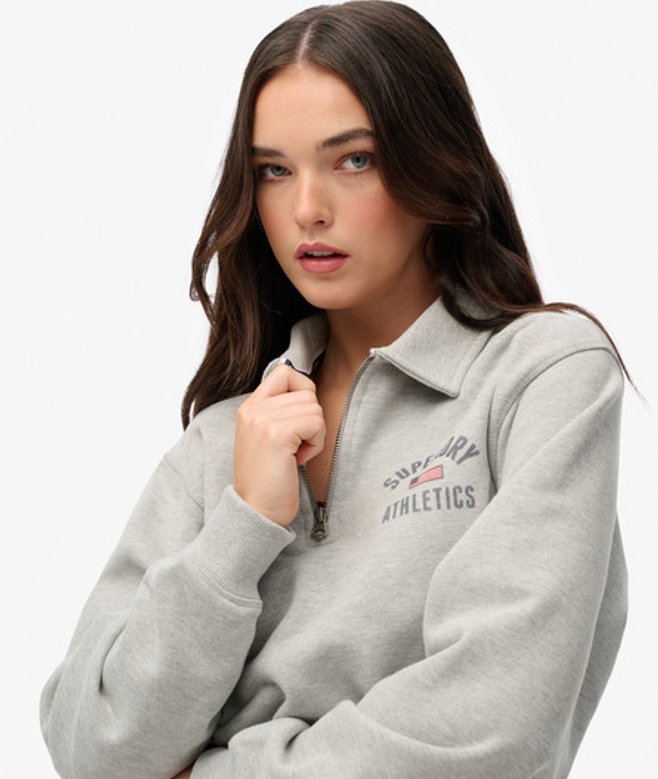Superdry Women's Athletic Collared Half Zip Jumper Grey / Grey Marl