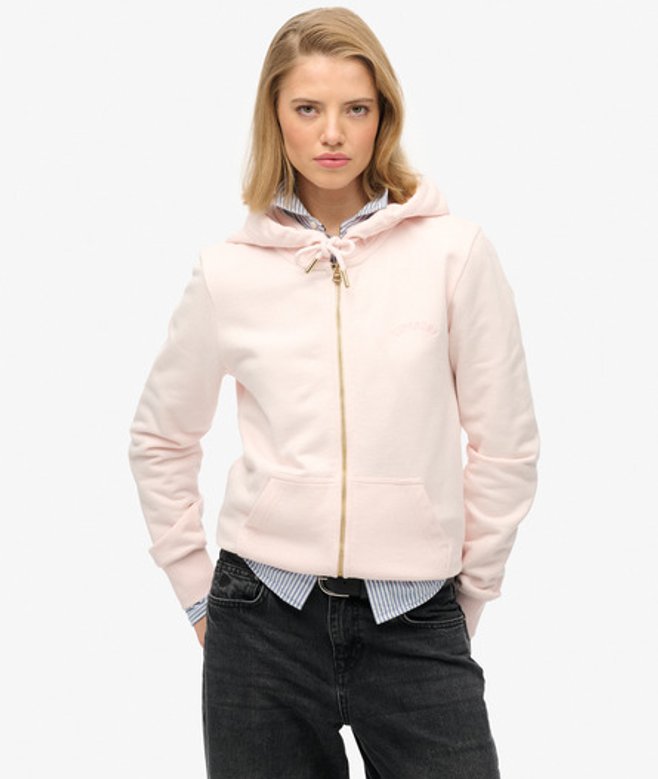 Superdry Essential Logo Hoodie met Rits Pink