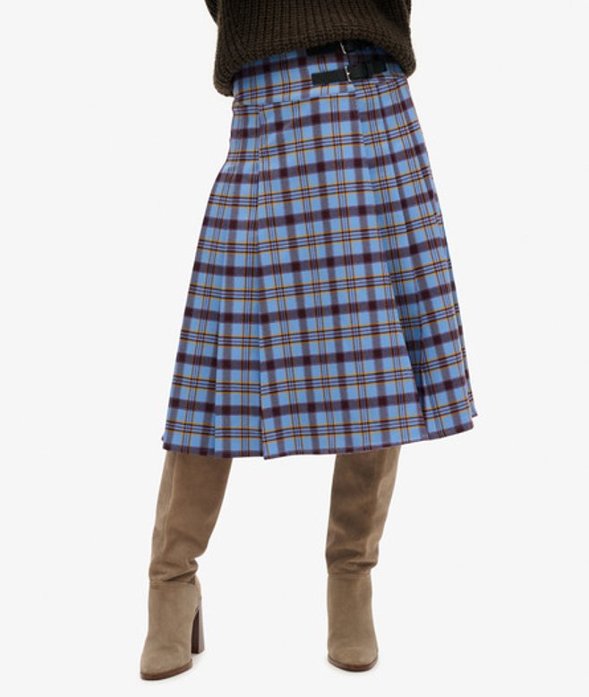 Geruite Geplooide Midi Rok