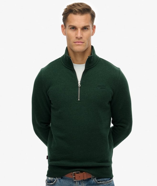 Vintage Logo Geborduurde Halve Rits Sweater