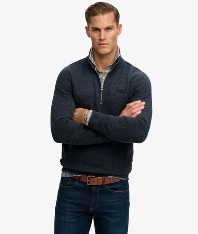 Vintage Logo Geborduurde Halve Rits Sweater