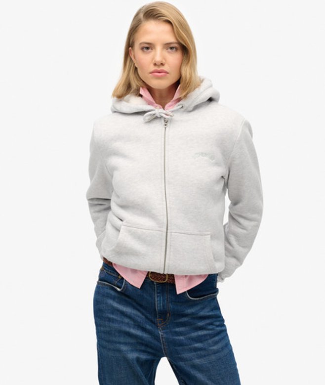 Hoodie met Borgvoering en Rits Lichtgrijs Grootte: 40 afbeelding