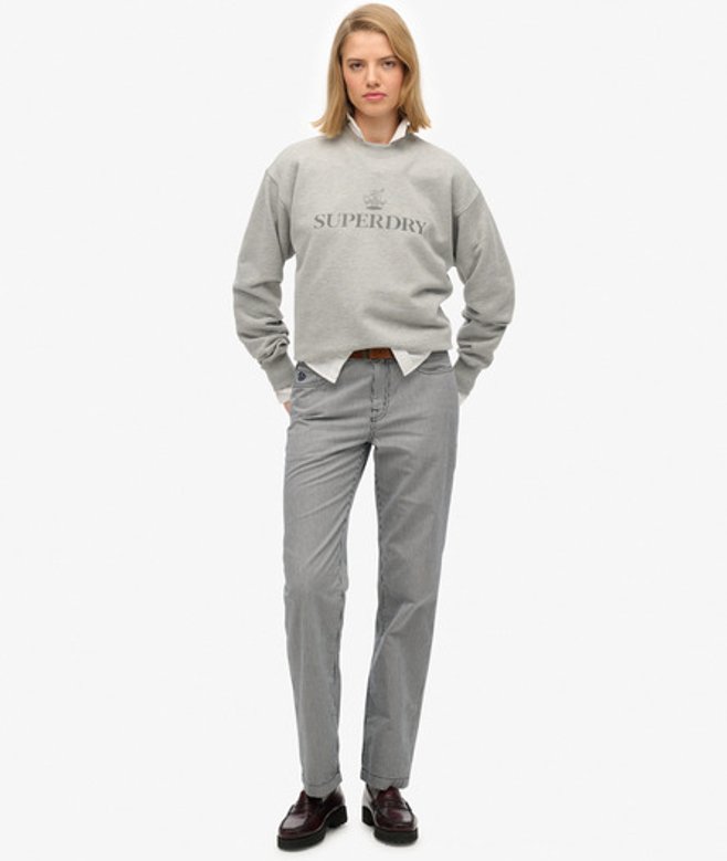 Mid Rise Rechte Streep Broek