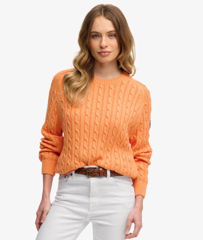 Superdry Slouchy Kabeltrui Orange