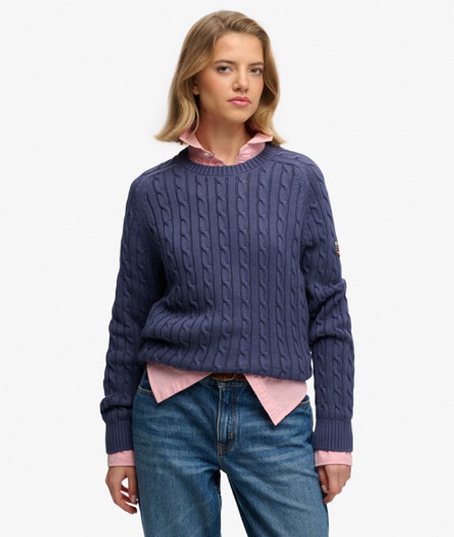 Slouchy Kabeltrui Blauw Grootte: 44 afbeelding