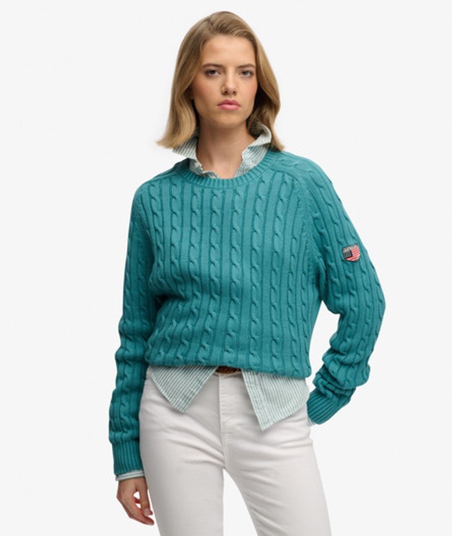 Slouchy Kabeltrui Green Grootte: 42 afbeelding