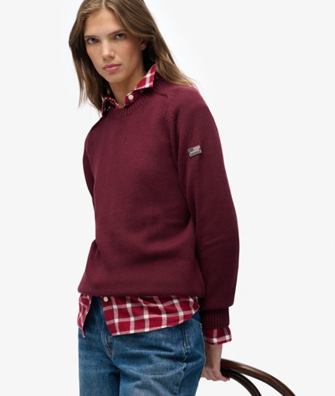 Slouchy Gebreide Crew Trui Red Grootte: 42 afbeelding