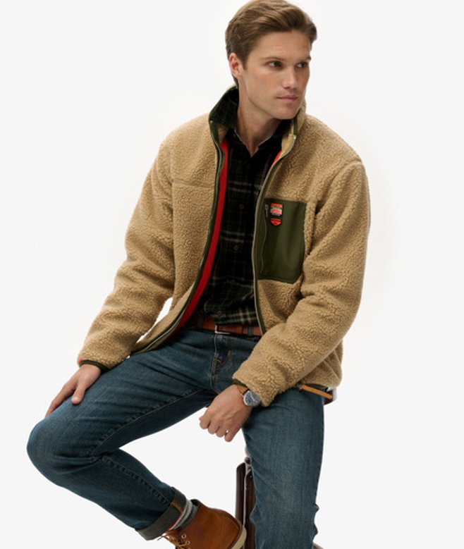 Vintage Retro Borg Fleece Jas