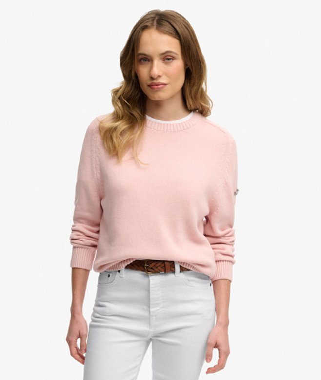 Slouchy Gebreide Crew Trui Pink Grootte: 38 afbeelding