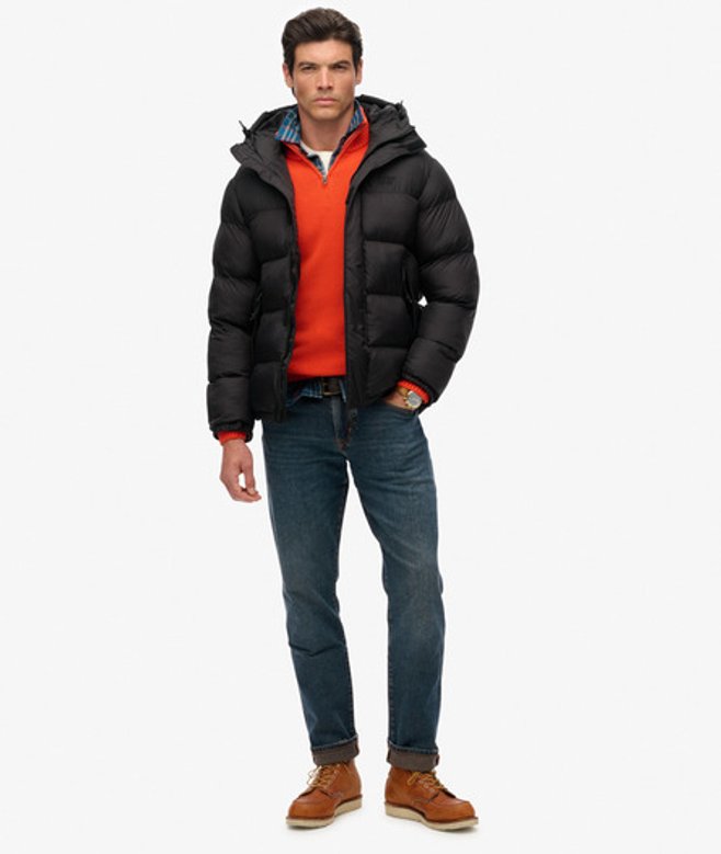 Superdry Men's Black Puffer Jacket With Hood