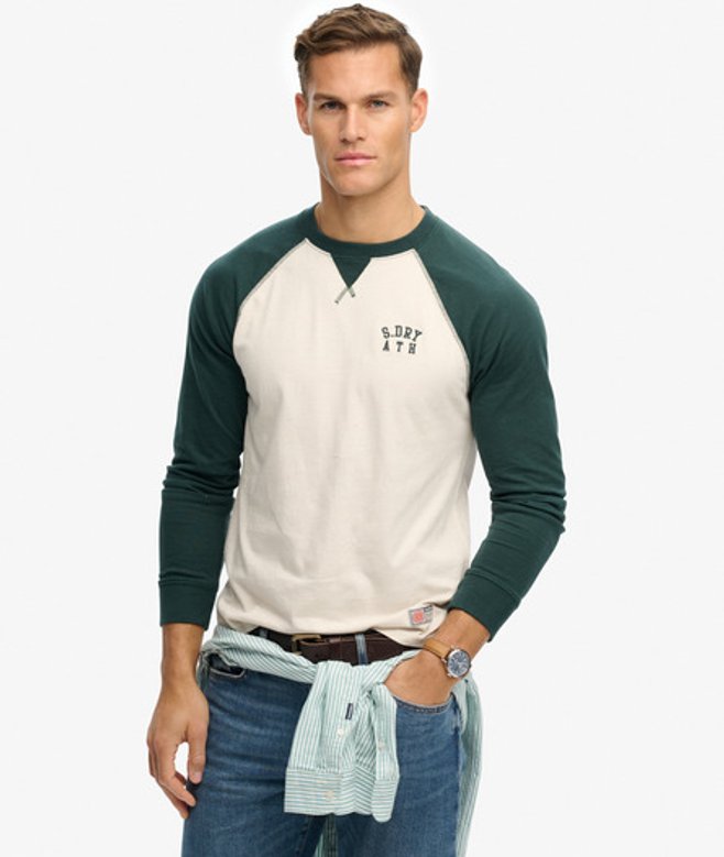 Vintage Athletic Baseball Top Light Grey Grootte: XL afbeelding