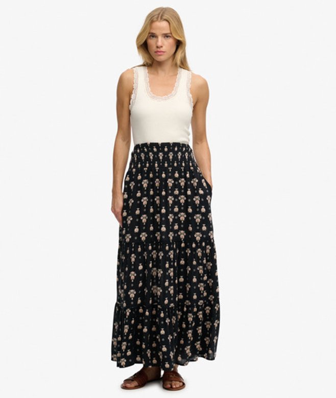 Superdry Women’s Print Maxi Skirt Black