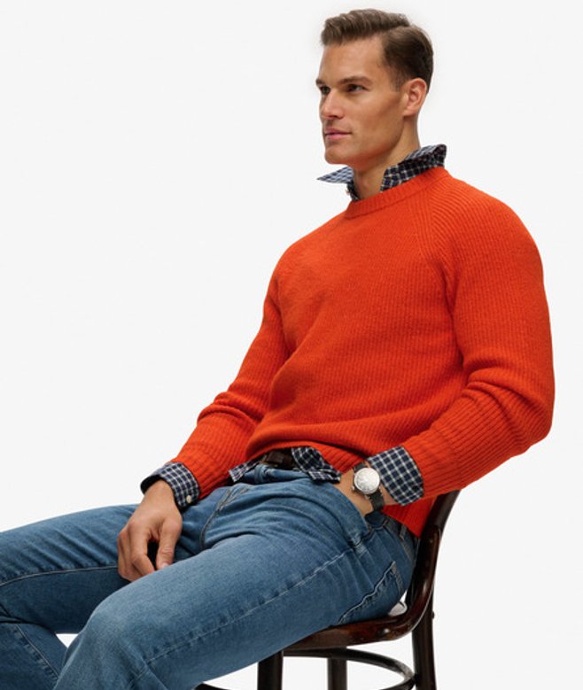 Grof Gebreide Trui met Raglanmouwen Orange Grootte: Xxl afbeelding