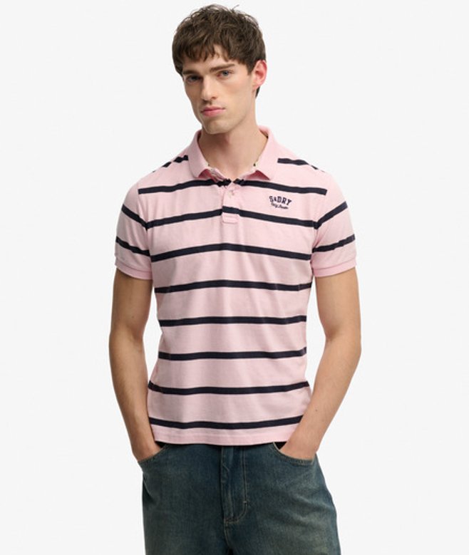 Superdry Vintage Stripe Jersey Poloshirt Pink