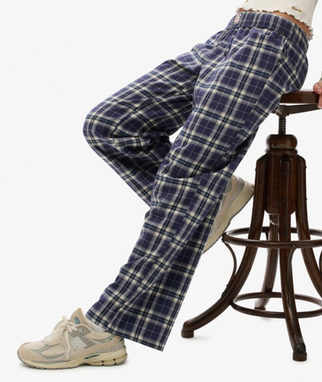 Katoenen Geruite Broek met Elastische Band