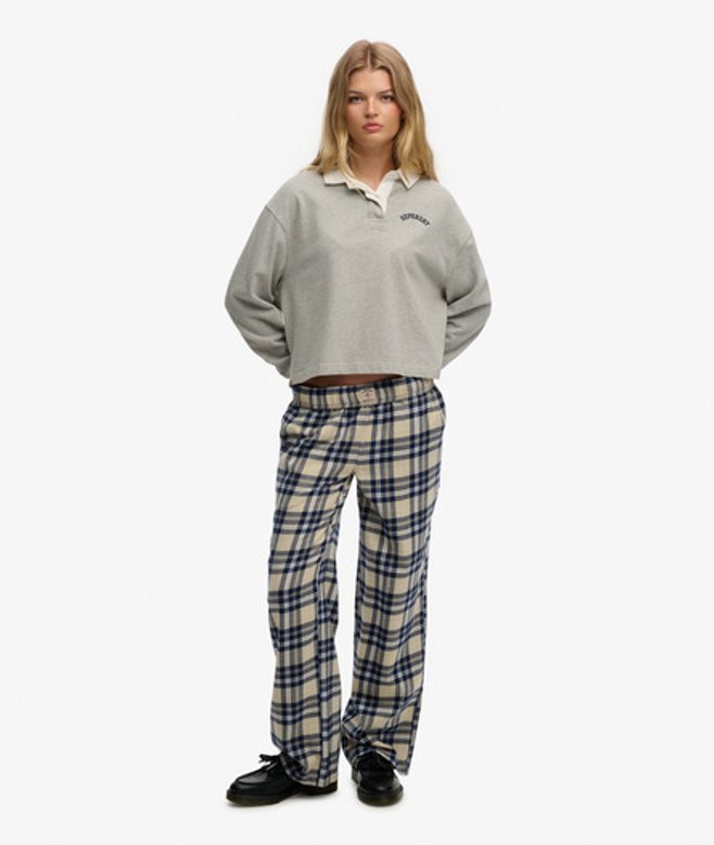 Katoenen Geruite Broek met Elastische Band