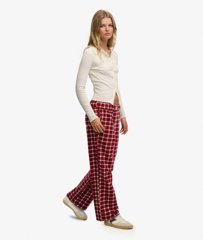 Katoenen Geruite Broek met Elastische Band