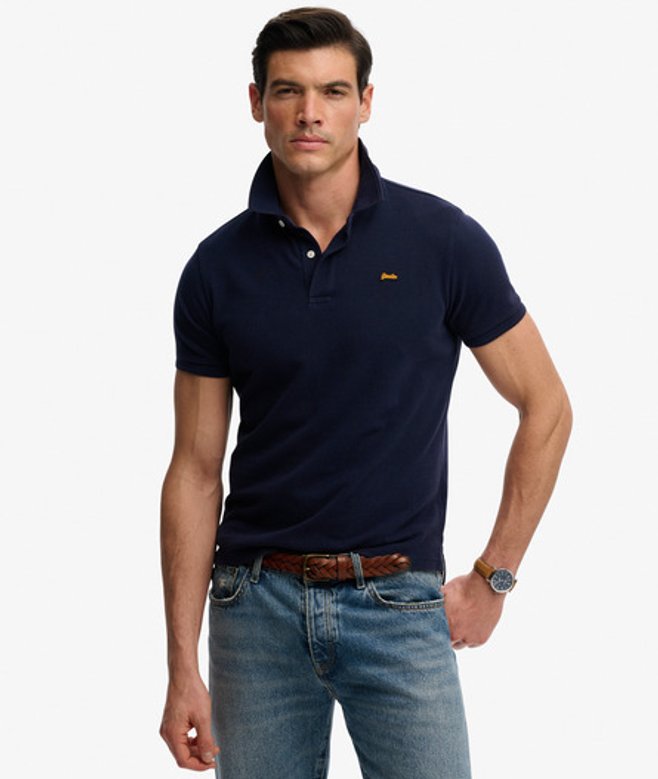 Superdry Klassiek Piqu&eacute; Poloshirt Blauw