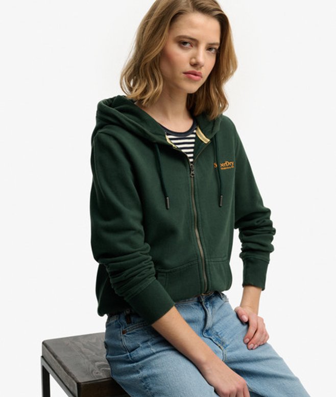 Essential Hoodie met Logo, Rits en Licht Geborstelde Voering