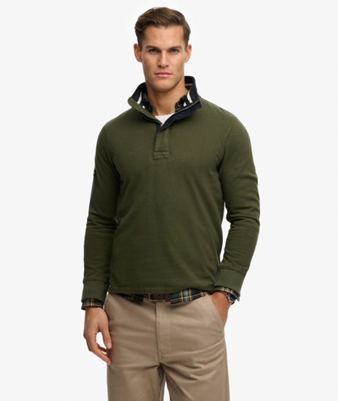 Superdry Cotton Classics Jersey Sweatshirt Met Halve Rits Khaki