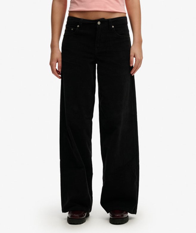 Mid Waist Baggy Mini Corduroy Broek