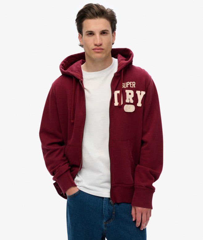 Superdry Vintage Athletic Zip Hoodie Red