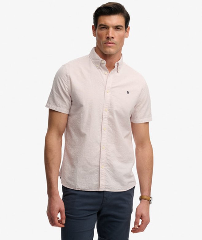 Superdry Classic Seersucker Overhemd met Korte Mouwen Pink