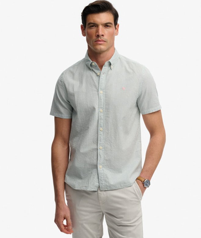 Superdry Classic Seersucker Overhemd met Korte Mouwen Green