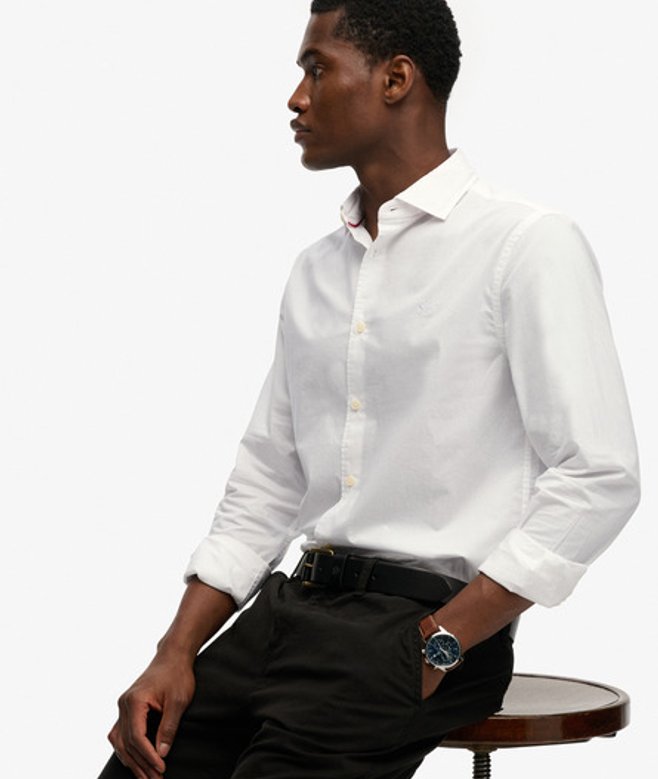 Poplin Overhemd Met Lange Mouwen En Cut Away Kraag