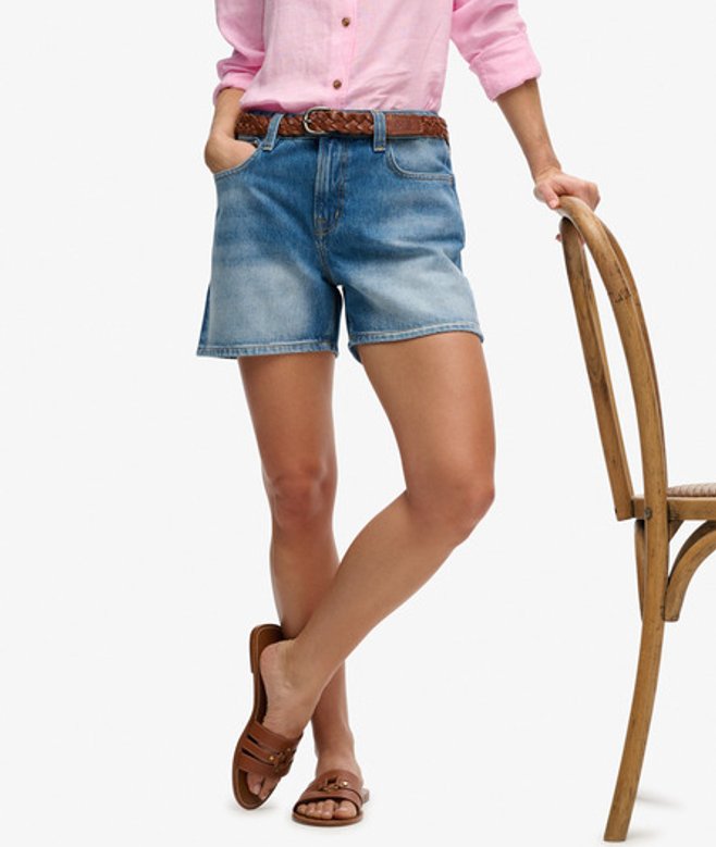 Mid Rise Denim Shorts