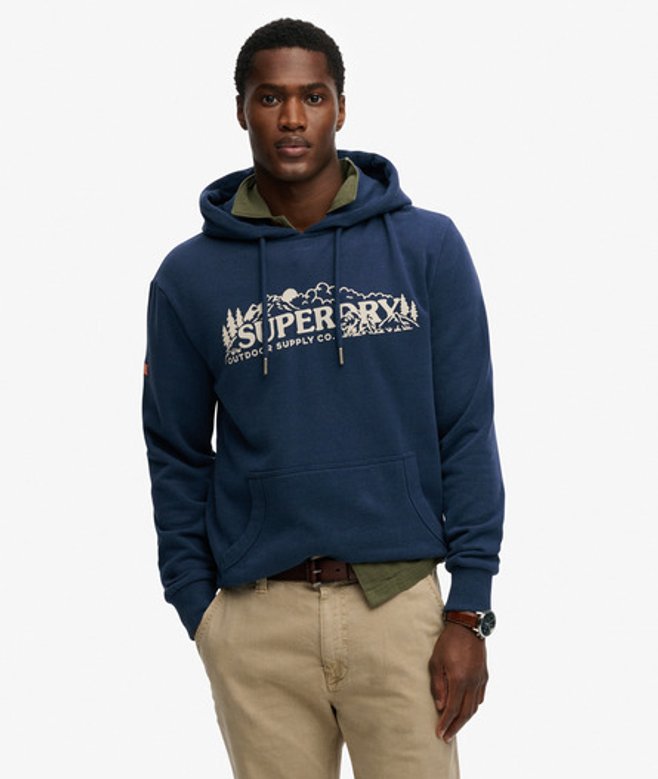 Superdry Outdoor Scene Relaxed Hoodie Blue