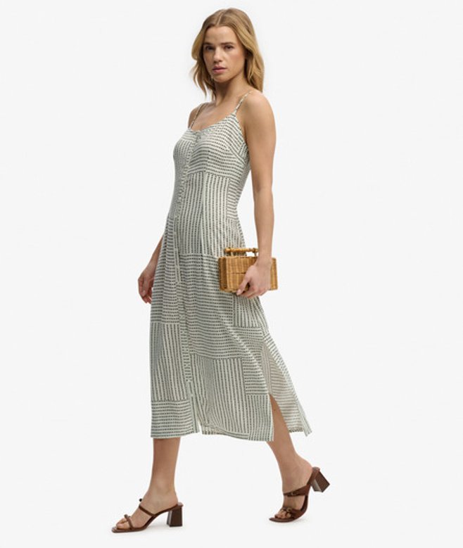 Print Button Down Cami Midi-jurk
