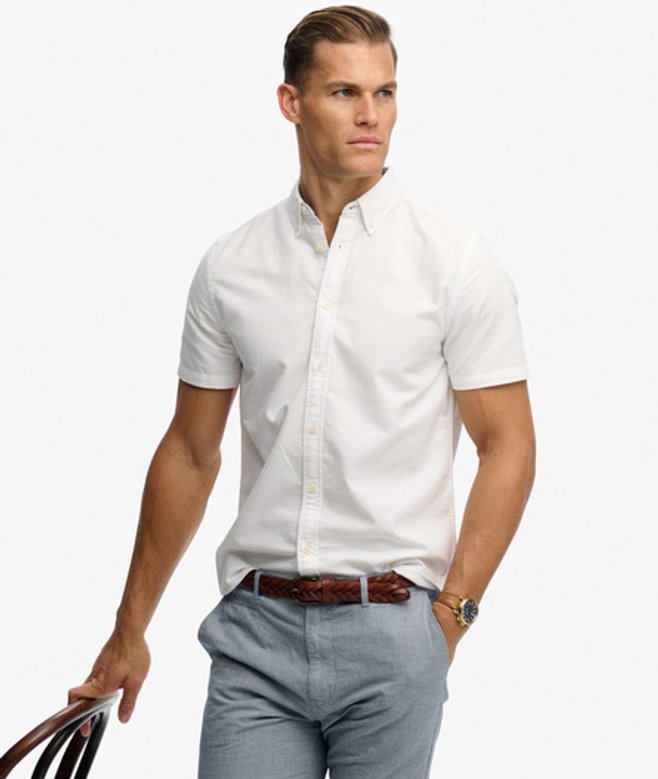 Preppy Oxford Overhemd met Korte Mouwen