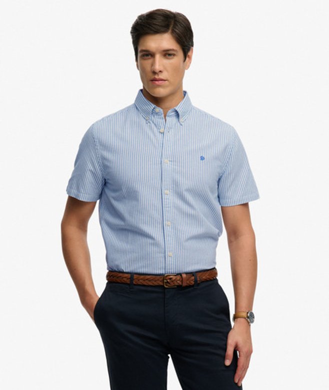 Preppy Oxford Overhemd met Korte Mouwen