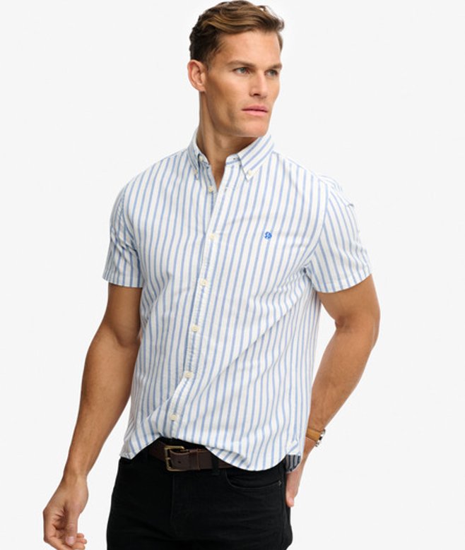Preppy Oxford Overhemd met Korte Mouwen