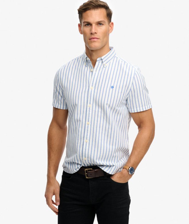 Preppy Oxford Overhemd met Korte Mouwen