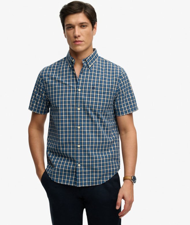 Preppy Poplin Overhemd met Korte Mouwen