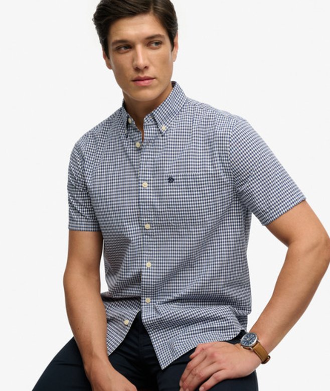 Preppy Poplin Overhemd met Korte Mouwen
