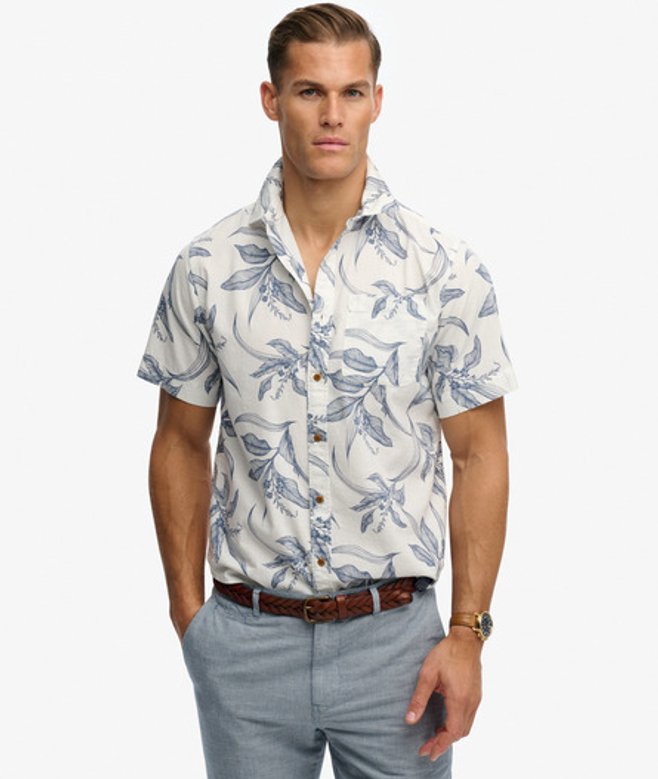 Vintage Loom Korte Mouw Overhemd