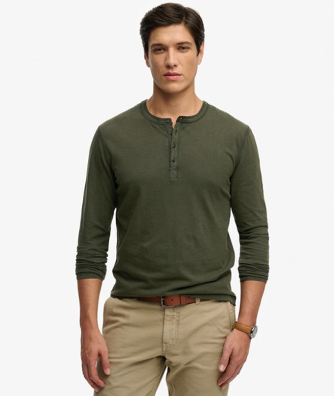 Jersey Grandad Top met Lange Mouwen